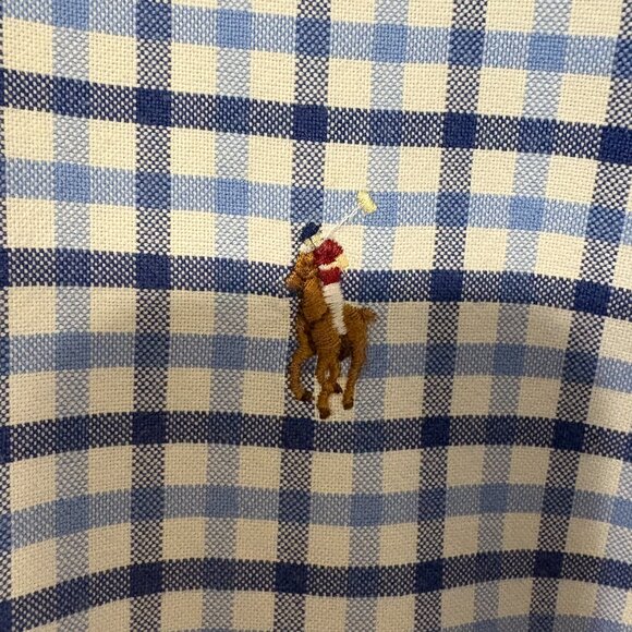 Ralph Lauren Polo Men's Blue/White Check L/S Button-Down Oxford Shirt 3XB Pony - Picture 4 of 10